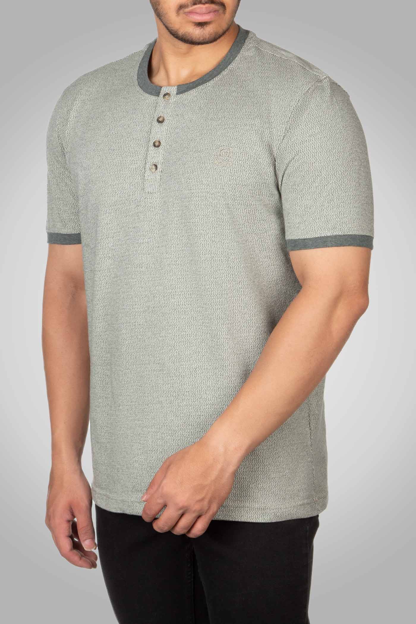 تی شرت یقه گرد دکمه دار 160113